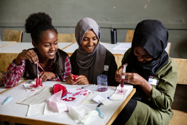 The organisation Noble Cup  challenges stigmas regarding menstruation  in Ethiopia. (Courtesy of Malin Fezehai / Malala Fund)